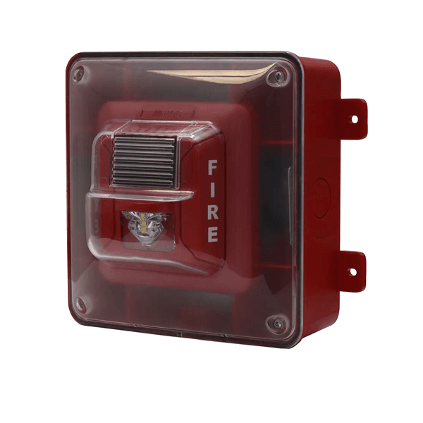 SIRENA P/EXTERIOR C/LUZ ESTROB. LED MONTAJE PARED ROJA UL/FM