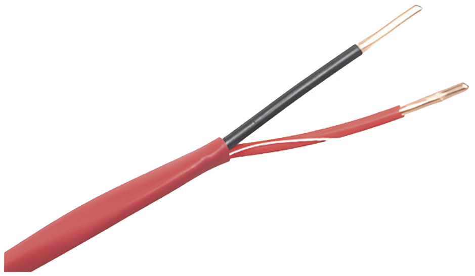 Bobina de 305 Metros (1000 Pies) de Alambre, 2 x 16 AWG, Trenzado, Color Rojo, FPLR para Incendio