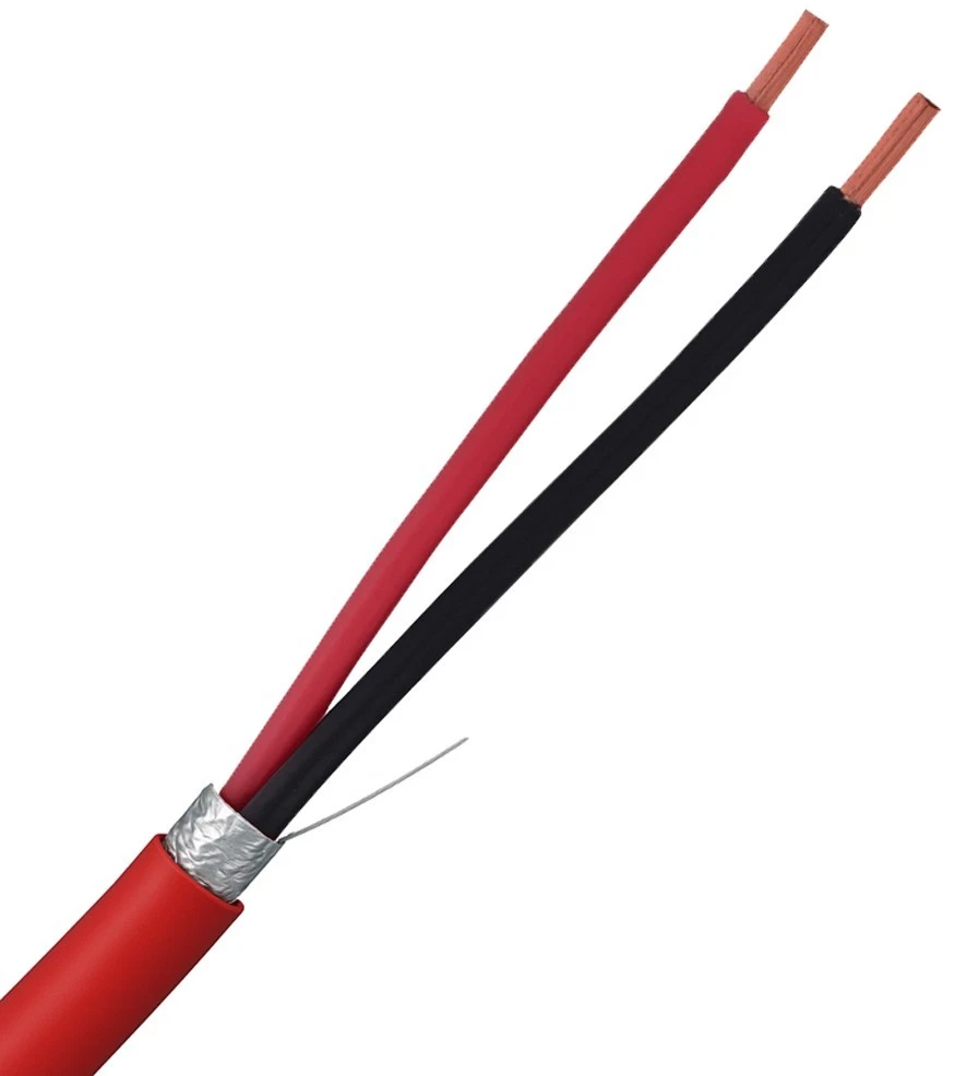 Bobina de 305 Metros (1000 Pies) de Alambre, 2 x 18 AWG, Blindado, Trenzado, Color Rojo, FPLR para Incendio
